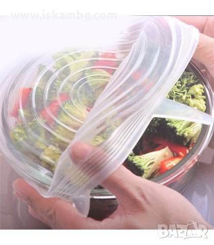 КОМПЛЕКТ ОТ 6 БР. СИЛИКОНОВИ КАПАЦИ ЗА СЪХРАНЕНИЕ - код 1720, снимка 12 - Съдове за готвене - 33988545