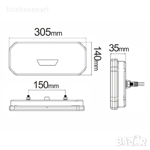 Комплект 30 см LED Стопове 12-24V за ремаркета каравани бусове камиони, снимка 3 - Аксесоари и консумативи - 48304985