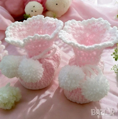 💗 Плетени бебешки терлички / ботушки 2 в 1 за момиче 💗, снимка 2 - Чорапи - 53814572