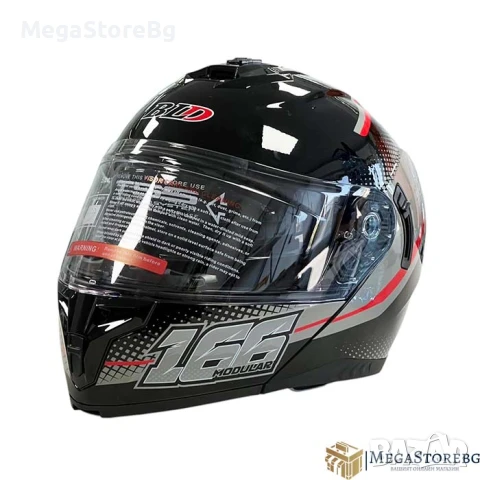 Модуларна Каска 166 - Размер S, M, L , XL - Черно/Червено, снимка 4 - Аксесоари и консумативи - 50720079