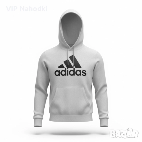 Това е светлосиво худи Adidas Essentials с голямо лого