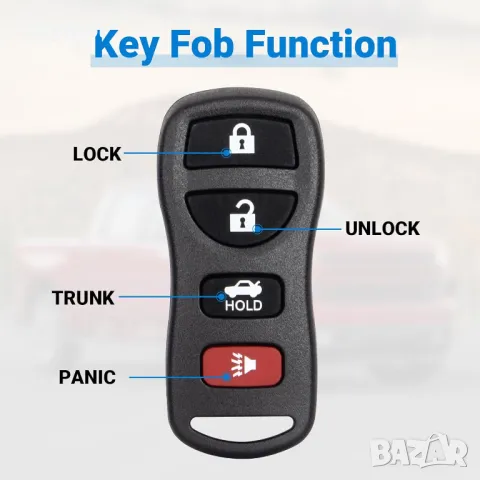 Кутийка за дистанционно с 4 бутона за NISSAN&INFINITI Xterra Titan Armada Frontier Quest FX35 FX45 , снимка 2 - Аксесоари и консумативи - 49823154