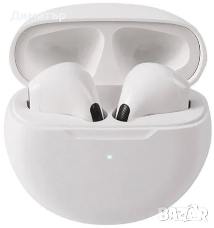 Безжични слушалки TWS Pro 6, Hi-Fi звук, водоустойчиви, бели