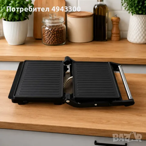 Мултифункционален грил тостер 1000W - терморегулатор и отваряне на 180°, снимка 2 - Тостери - 56040514