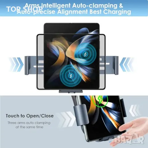 15 W Qi държач за мобилен телефон за кола с функция за зареждане, снимка 3 - Безжични зарядни - 48777076