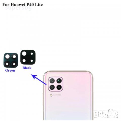 Стъкло за камера за Huawei P40 Lite  / Черен, снимка 1 - Резервни части за телефони - 31846713