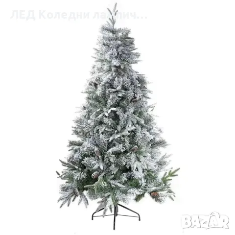 Бяла коледна елха 120 см, Заснежен канадски бор с шишарки - 120 см