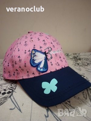 Розова шапка с пеперуда за Момиче  размер 52см, снимка 3 - Шапки, шалове и ръкавици - 44344127