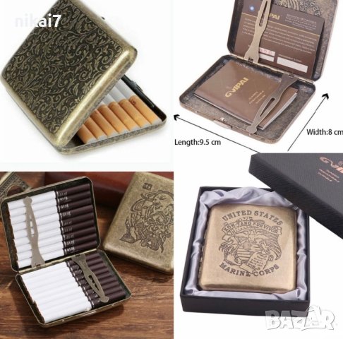 винтидж ретро табакера за цигари 85mm King Sizeх неръждаема стомана, снимка 2 - Подаръци за мъже - 27206166
