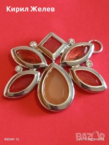 ВИСУЛКА ИНКРУСТИРАНА с РАЗЛИЧНИ ФАЦЕТИРАНИ КАМЪНИ в КАФЯВИ,ЖЪЛТИ и ЗЕЛЕНИ ТОНОВЕ 52154, снимка 3 - Колиета, медальони, синджири - 52501805