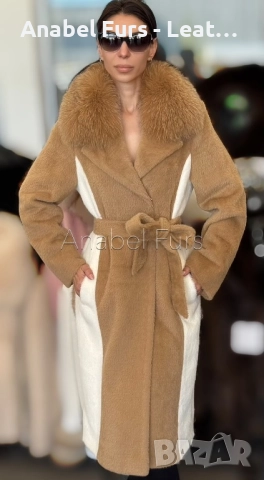 Дамски кашмирени палта с естествен косъм, снимка 12 - Палта, манта - 51811994