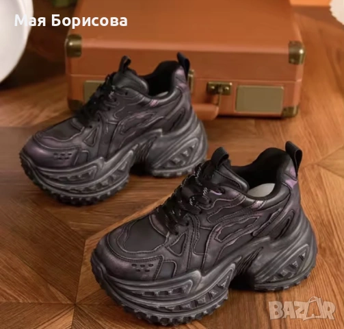 Сникърси на супер платформа естествена кожа, снимка 3 - Маратонки - 54082264