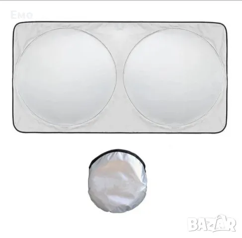 Автомобилен сгъваем двоен сенник за предното стъкло на кола, снимка 5 - Аксесоари и консумативи - 48655714