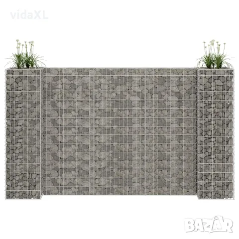 vidaXL Габион плантер Н-образен, стоманена тел, 260x40x150 cм, снимка 2 - Саксии и кашпи - 56146141