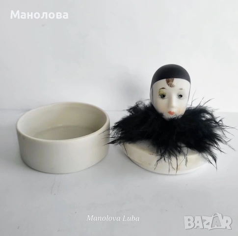 Винтидж порцеланова кутийка за бижута клоуна Пиеро., снимка 6 - Колекции - 54061615