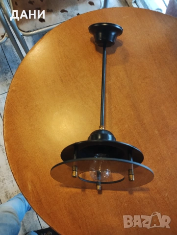 Продава черен абажур , полилей , снимка 4 - Лампи за таван - 53942022