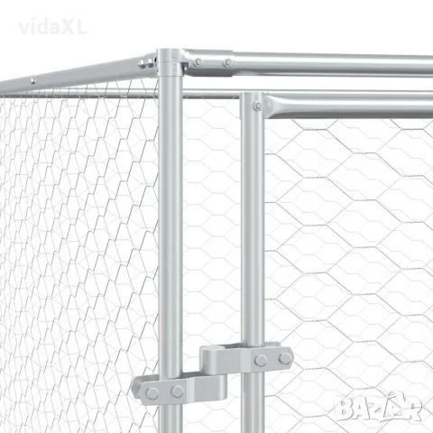 vidaXL Външна клетка за куче с покрив сребриста 6x6x2,5 м стомана, снимка 8 - За кучета - 56146863
