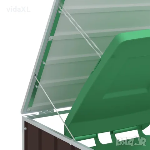 vidaXL Навес за един кош за боклук, Кафяв, 72x81x115 см, стомана, снимка 8 - Кошове за боклук и контейнери - 56147466