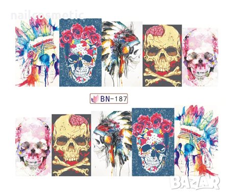 Водни стикери за маникюр черепи, снимка 8 - Продукти за маникюр - 30500462