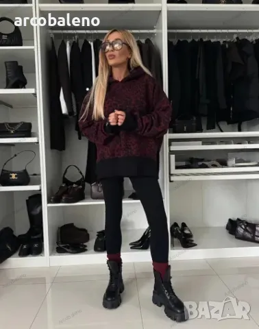 Дамски ежедневен комплект от две части свободен суичър с щампа и качулка, 3цвята , снимка 8 - Комплекти - 47753764