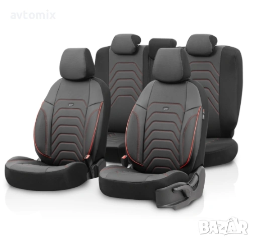 Луксозна тапицерия OTOM текстил с еко кожа CORE Design – Черна със сив шев