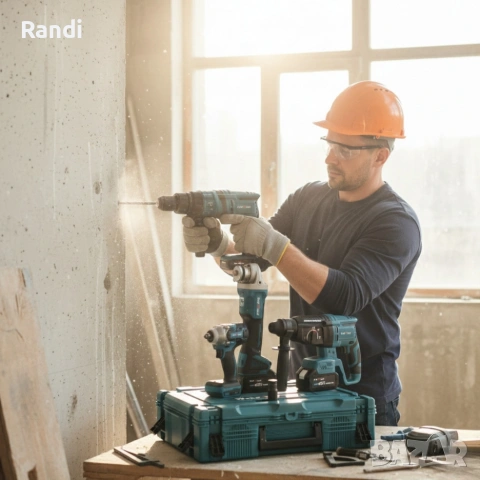 Комплект 4 в 1 - акумулаторен перфоратор, винтоверт, гайковерт и ъглошлайф 36V