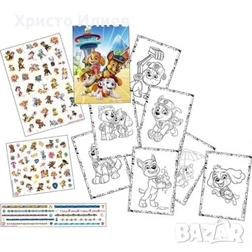 Книжка за оцветяване и Татуировки 100бр комплект Paw Patrol Пес Патрул, снимка 3 - Детски книжки - 51877801