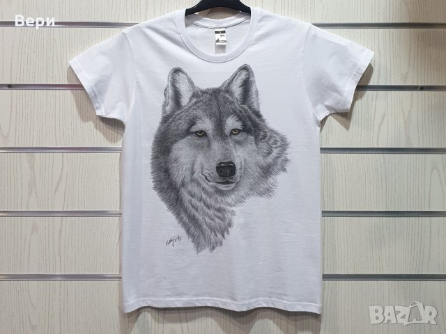 Страхотна нова мъжка тениска с дигитален печат Бял Вълк, Серия Вълци, снимка 9 - Тениски - 29104349