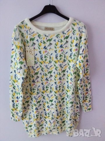 Дамска бяла плетена туника със цветни петна, снимка 4 - Туники - 27532584