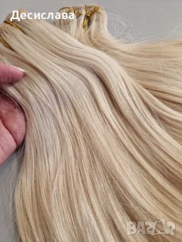 Естествена плътна коса висок клас светлоруса. Цена за 100 грама, снимка 3 - Аксесоари за коса - 48844075