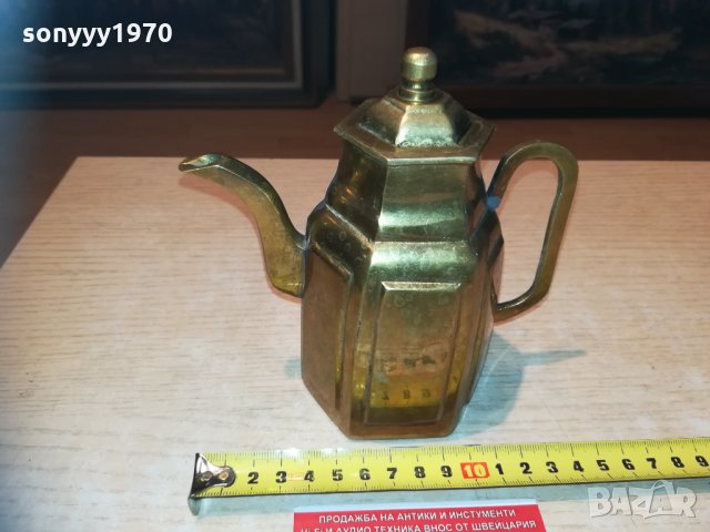 ретро чаиник-масивен мед/месинг-внос франция 1702211810, снимка 5 - Антикварни и старинни предмети - 31854258