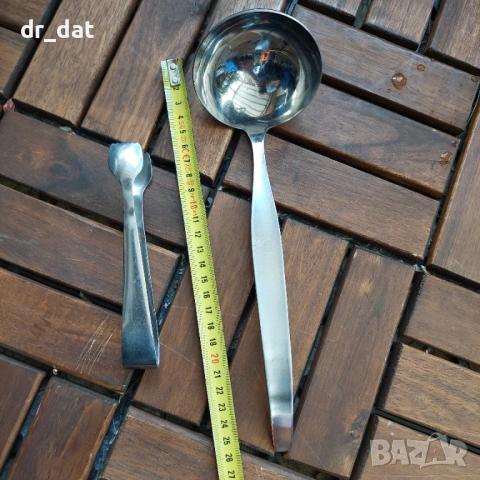 Голям черпак от неръждаема стомана и щипка