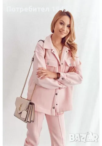 Дамски спортно-елегантен комплект в цвят пудра FI694 FASARDI, снимка 2 - Панталони - 47764458