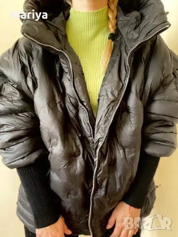 Есенно зимно черно яке с плетен ръкав. С, М, Л. Oversize, снимка 3 - Якета - 47682192