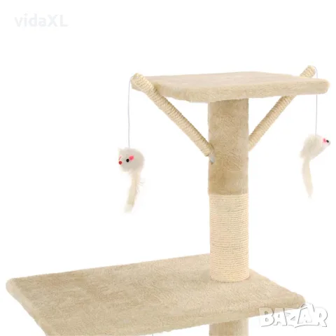vidaXL Котешко дърво със сизалени стълбове, 138 см, бежово, снимка 6 - За котки - 56146219