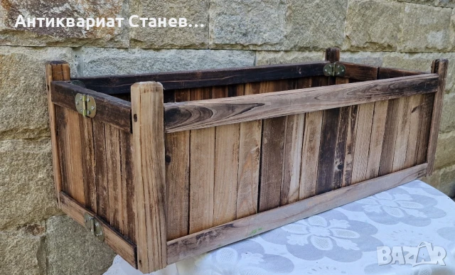 🪵🌸 Винтидж дървена поставка за саксии / кашпа 🌿, снимка 2 - Саксии и кашпи - 51146743