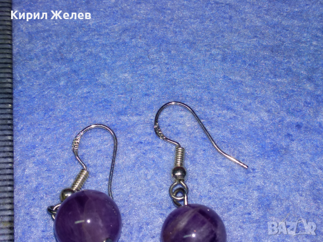 ЧУДЕСНИ СКЪПОЦЕННИ СРЕБЪРНИ ВИНТИДЖ АРТ ОБЕЦИ СРЕБРО 925 с ТОПЧЕТА НАТУРАЛЕН АМЕТИСТ 43326, снимка 12 - Обеци - 44690302