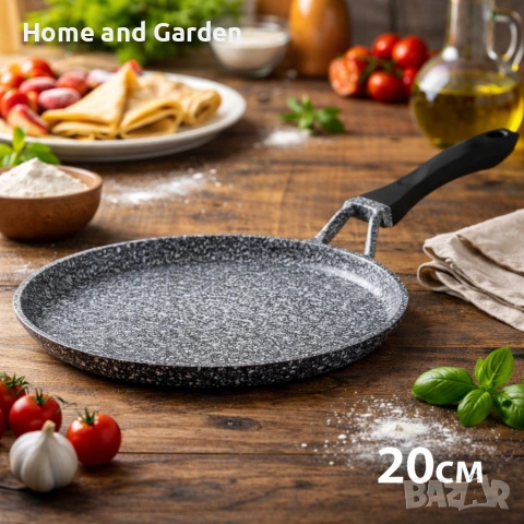 Тиган с керамично-мраморно незалепващо покритие – кован алуминий, снимка 2 - Съдове за готвене - 54028236