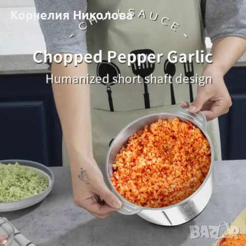 Висококачествен електрически чопър за смилане на месо,ядки и зеленчуци с обем 3 литра, снимка 3 - Чопъри и пасатори - 54211094