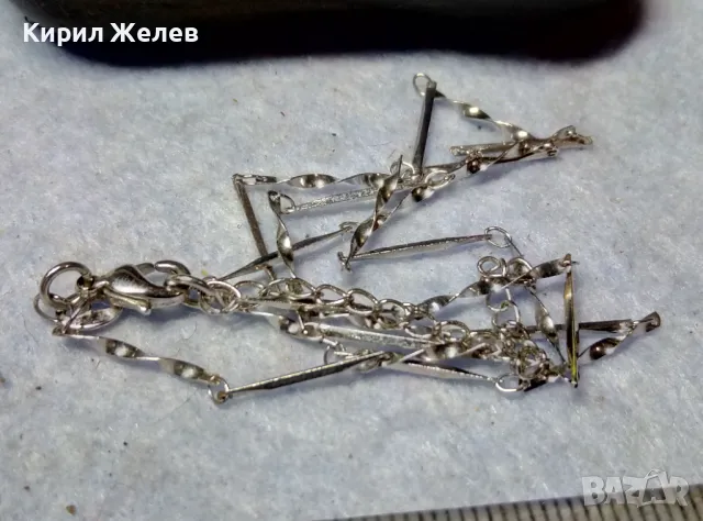 НЕЖНО ПОСРЕБРЕНО БРОНЗОВО КОЛИЕ с ПЕЧАТ 925 ФИНА БИЖУТЕРСКА ВИНТИДЖ АРТ ИЗРАБОТКА 44805, снимка 6 - Колиета, медальони, синджири - 49604870