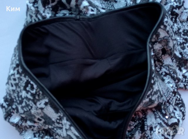 Клин с пайети в черно и бяло, снимка 5 - Клинове - 29285587