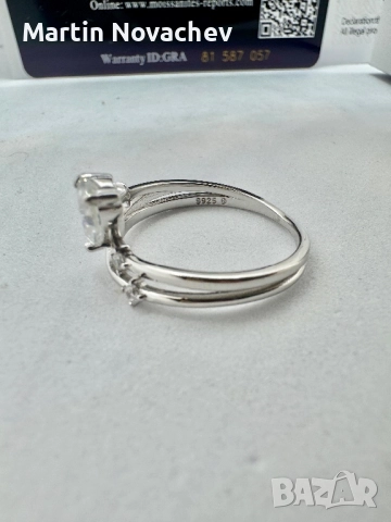 Сребърен пръстен с мойсанит (Диамант) 0.8 карата, снимка 6 - Пръстени - 51516725