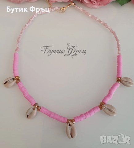 Чокър с миди розов , снимка 2 - Колиета, медальони, синджири - 37148486