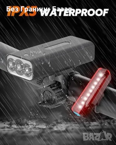 Нови Фар и задна светлина за велосипед, 3000 лумена, 5 режима, IPX5, акумулаторни, снимка 6 - Аксесоари за велосипеди - 47274536