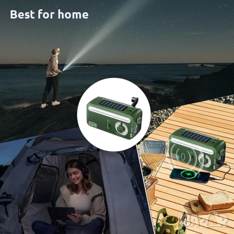 Преносимо радио, водоустойчиво аварийно AM/FM със слънчева лампа за четене, SOS аларма и LED фенерче, снимка 4 - Радиокасетофони, транзистори - 51798169