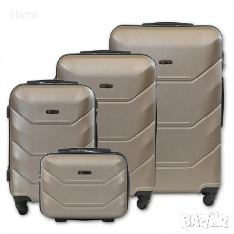 Комплект луксозни куфари 4 в 1 – ABS твърд корпус, кодирана ключалка и 4 двойни колела, снимка 2 - Куфари - 54023578