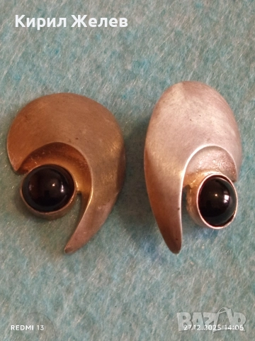 Сребърни обеци с ЧЕРЕН ОНИКС елегантен стилен дизайн 41787, снимка 6 - Обеци - 52911589