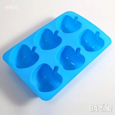 Ябълка Ябълки с дръжка силиконов молд форма фондан гипс шоколад сапун, снимка 3 - Форми - 36784189