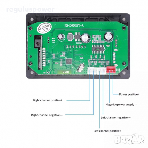 МП 3 плеър за вграждане 2*40W/ DC 7V-26V, Bluetooth 5.0, папки, Tf card,Fm, mic,AUX, снимка 2 - MP3 и MP4 плеъри - 36545553