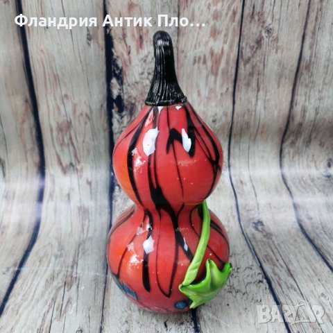 Червена тиква от цветно стъкло , снимка 3 - Статуетки - 42906117